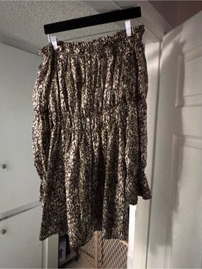 Nasty Gal Leopard Print A-Line Smocked Waist Dress - Brown & Black